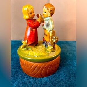 Vintage Boy and Girl Sankyo Music Box, Plays "Somewhere My Love"- Made In Japan